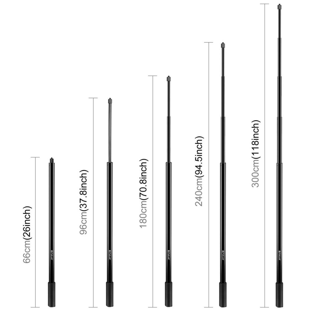 Puluz Puluz selfiestang 300cm utdragsbar for kamera/mobil/actionkamera av metall