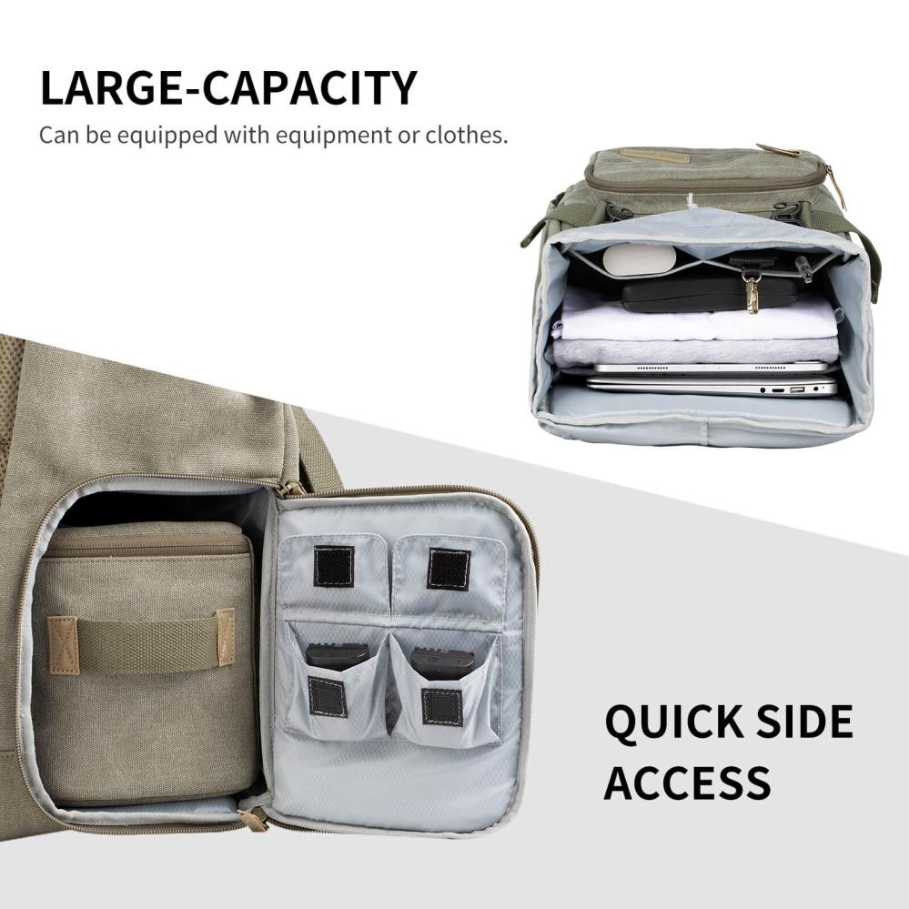 K&F Concept K&f concept kameraryggsekk kamoflagegrön canvas uttakbar innerbeskyttelse