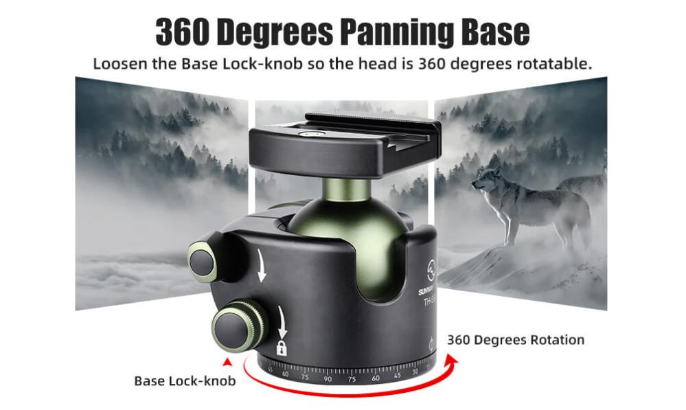 Sunwayfoto Sunwayfoto TH-55G kulehode lavprofil klarar høy belastning