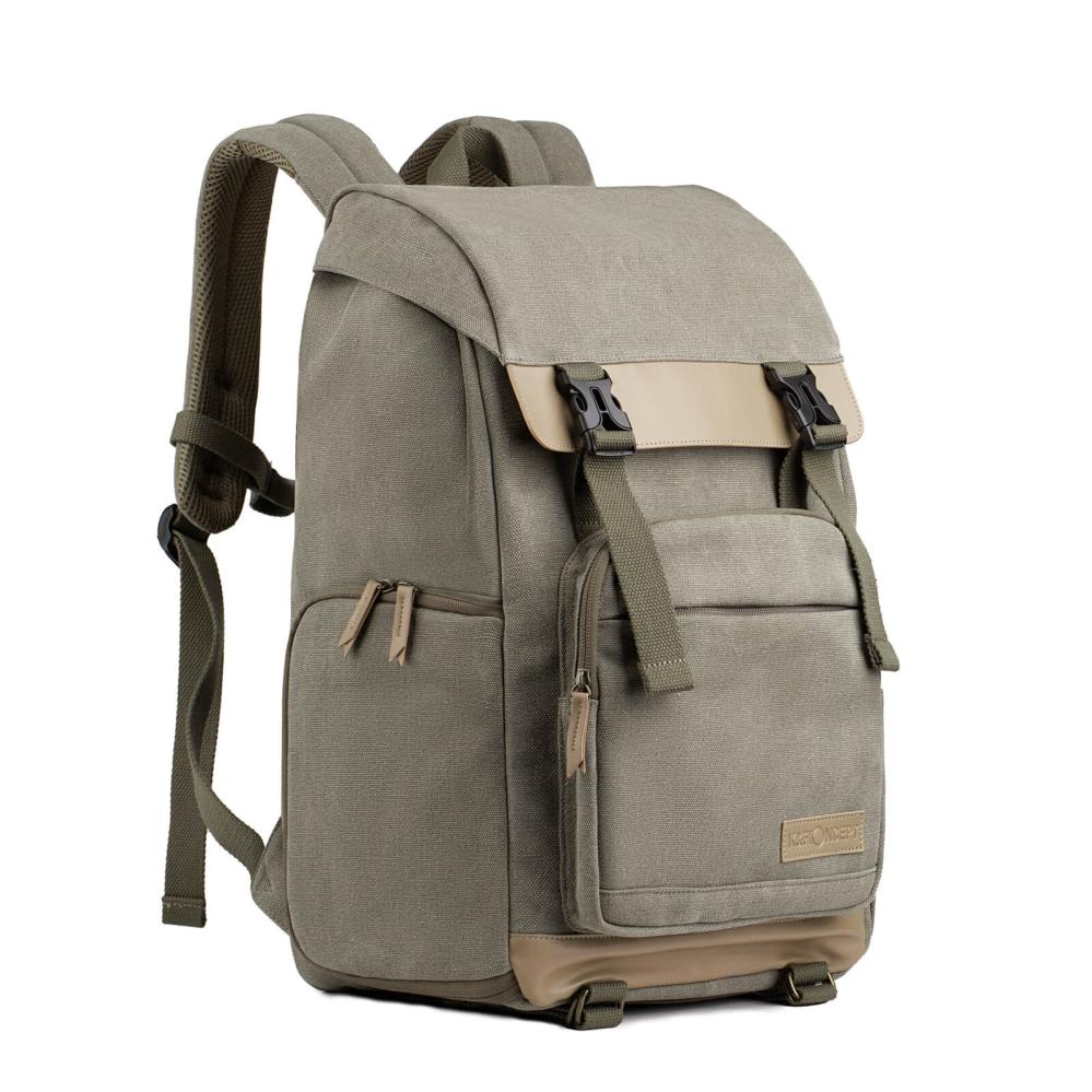 K&F Concept K&f concept kameraryggsekk kamoflagegrön canvas uttakbar innerbeskyttelse
