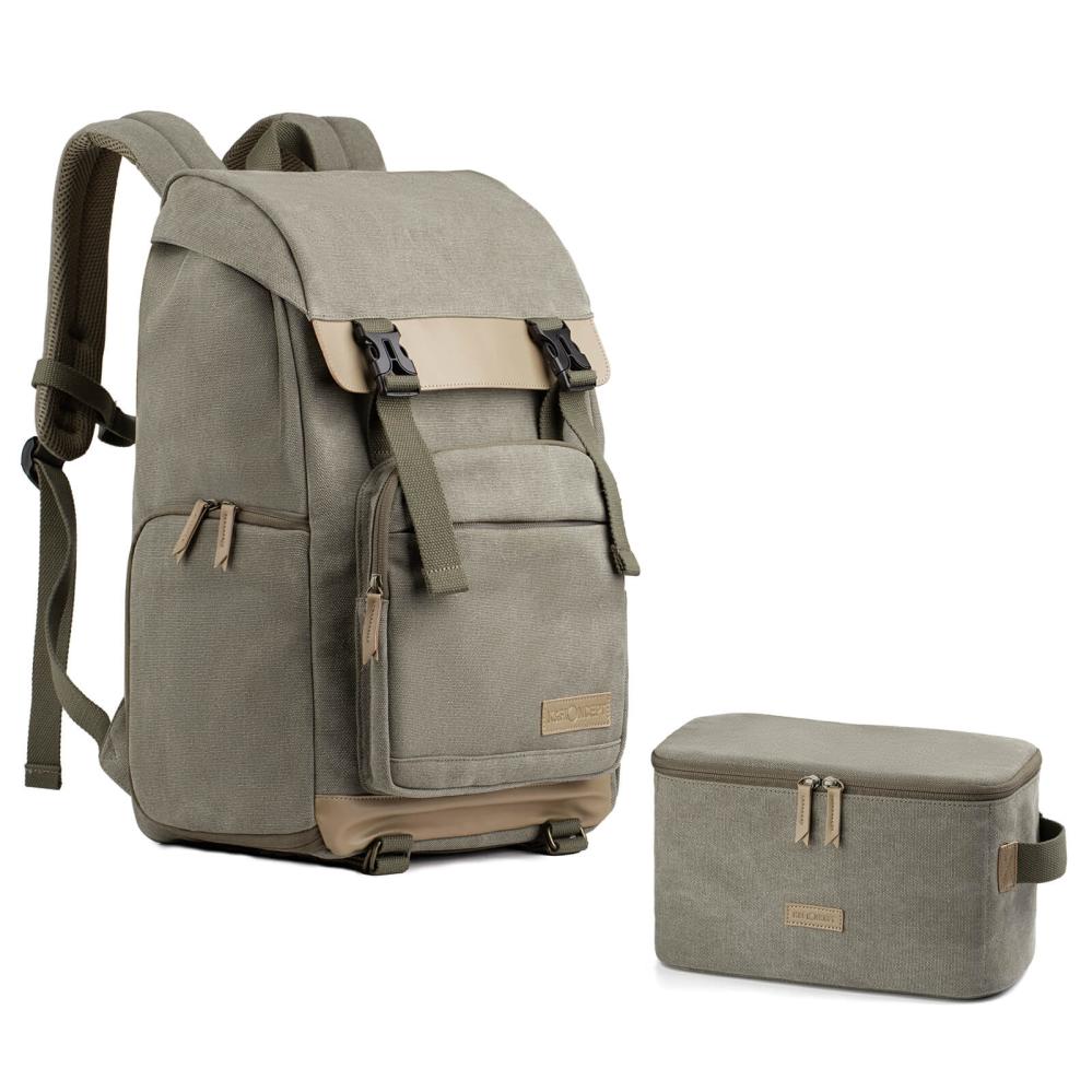 K&F Concept K&f concept kameraryggsekk kamoflagegrön canvas uttakbar innerbeskyttelse