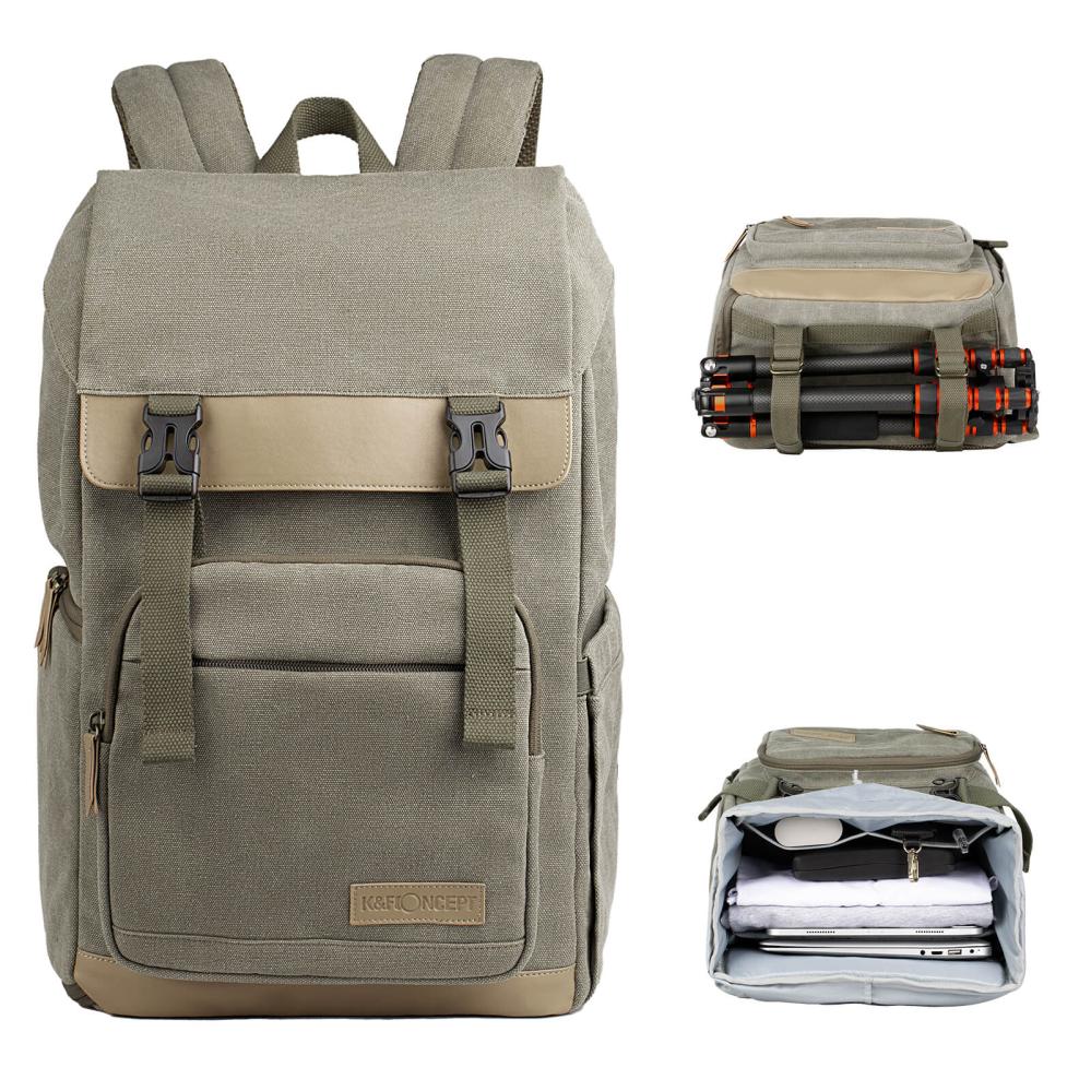 K&F Concept K&f concept kameraryggsekk kamoflagegrön canvas uttakbar innerbeskyttelse