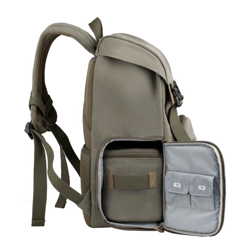 K&F Concept K&f concept kameraryggsekk kamoflagegrön canvas uttakbar innerbeskyttelse