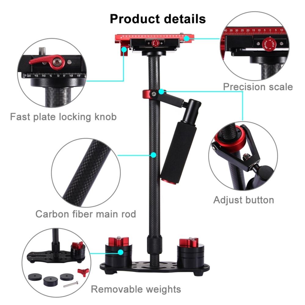 Puluz Puluz håndholdt karbonfiberstabilisator for DSLR / DV-kameraer (38