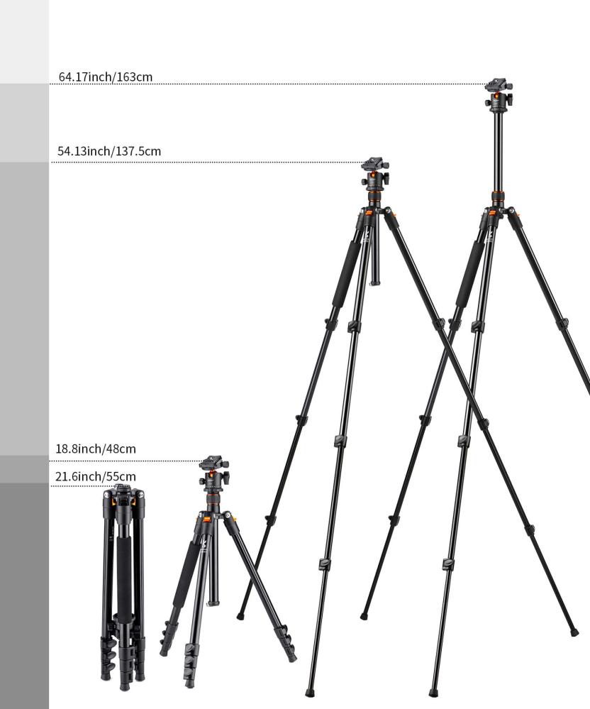 K&F Concept K&F Concept Kamerastativ med Panorama kulehode 163cm