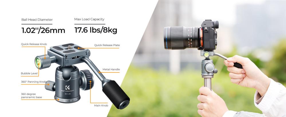 K&F Concept K&F Concept BH-26 kulehode med panoramaindeksering med spak