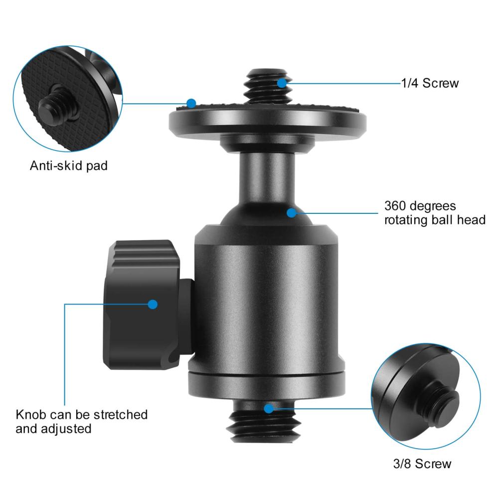 Puluz Puluz kulehode mini 1/4-tum hanngjeng med knopplås