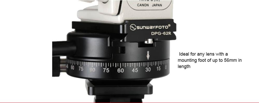 Sunwayfoto Sunwayfoto dpg-62r raskkoblingsplate 62mm Arca Swiss med kantstöd