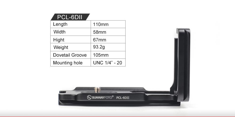 Sunwayfoto Sunwayfoto l-bracket for Canon EOS 6d mark II