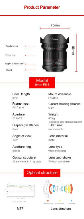 7Artisans 7Artisans 9mm f/5.6 objektiv for Canon EOS RF Fullformat