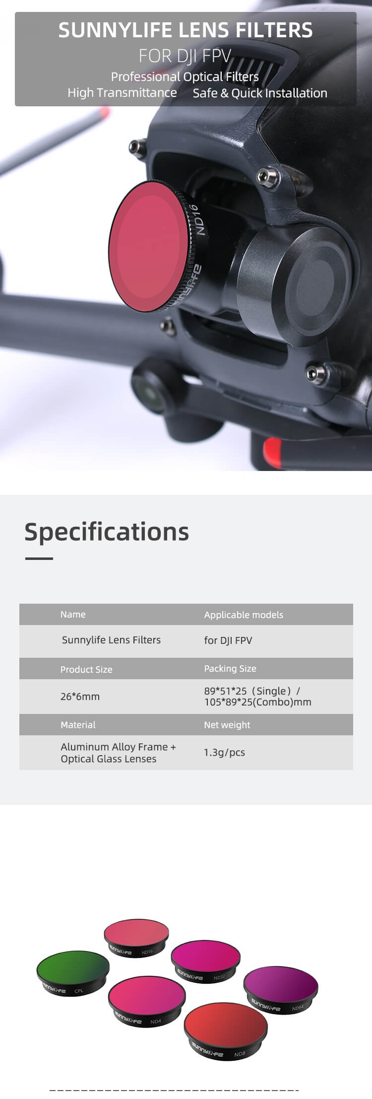 Sunnylife Sunnylife CPL-filter for DJI FPV