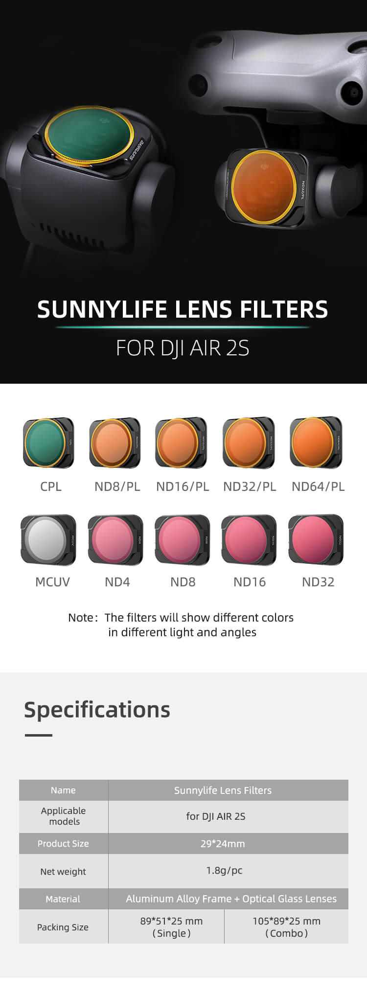 Sunnylife Sunnylife ND4-filter for DJI Air 2S