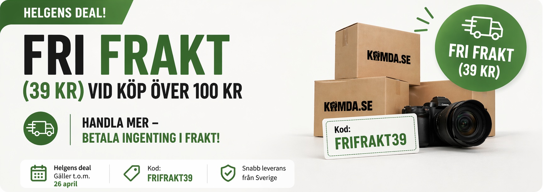 Fri frakt i helgen