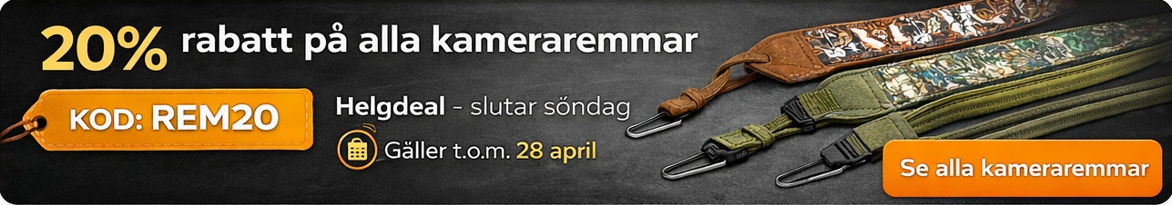 20% rabatt p&aring; kameraremmar &ndash; kod REM20