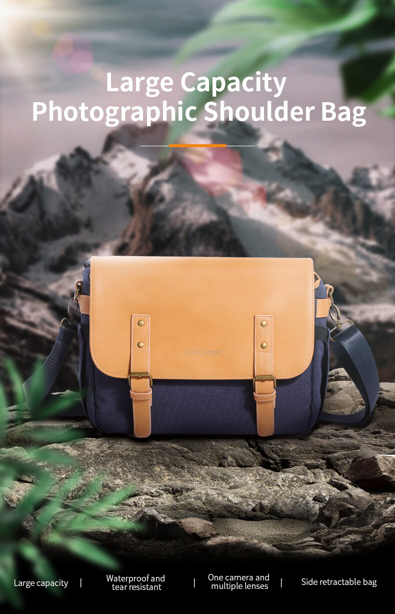 K&F Concept Caden Skulderveske til kamera i canvas kaffe 23x28x38cm