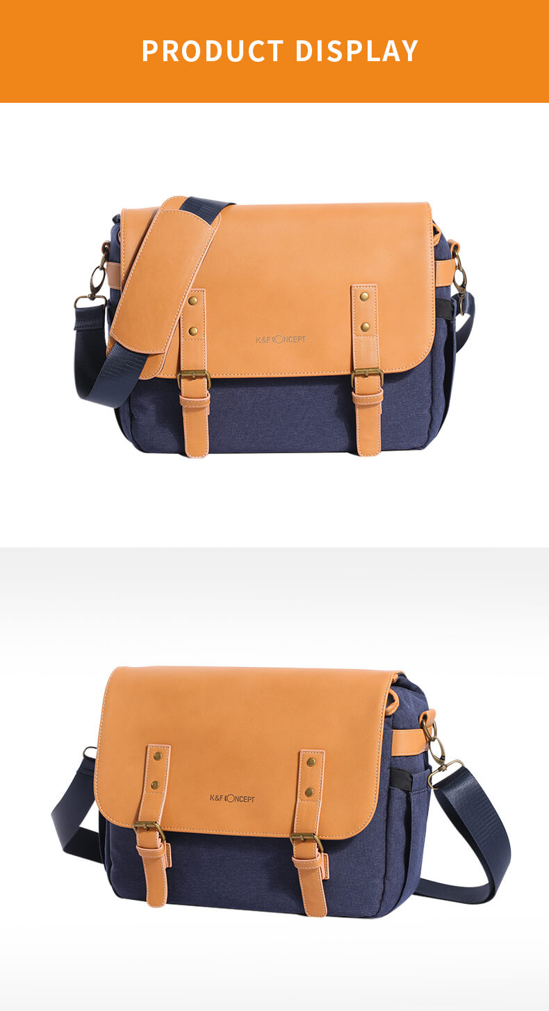 K&F Concept Caden Skulderveske til kamera i canvas kaffe 23x28x38cm