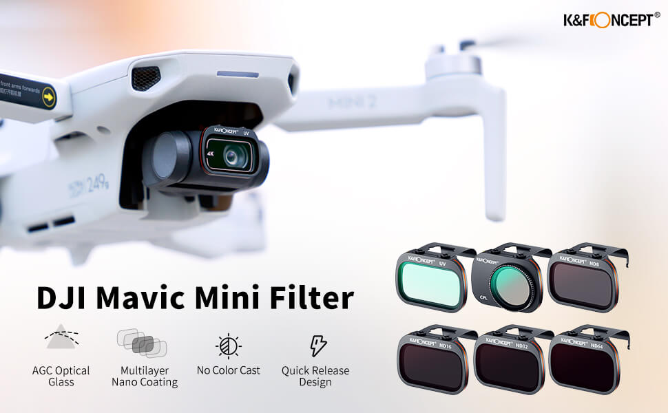 K&F Concept K&F Concept Filter-Kit 6 i 1 ND8 ND16 ND32 ND64 CPL UV for DJI Mavic Mini 1/2