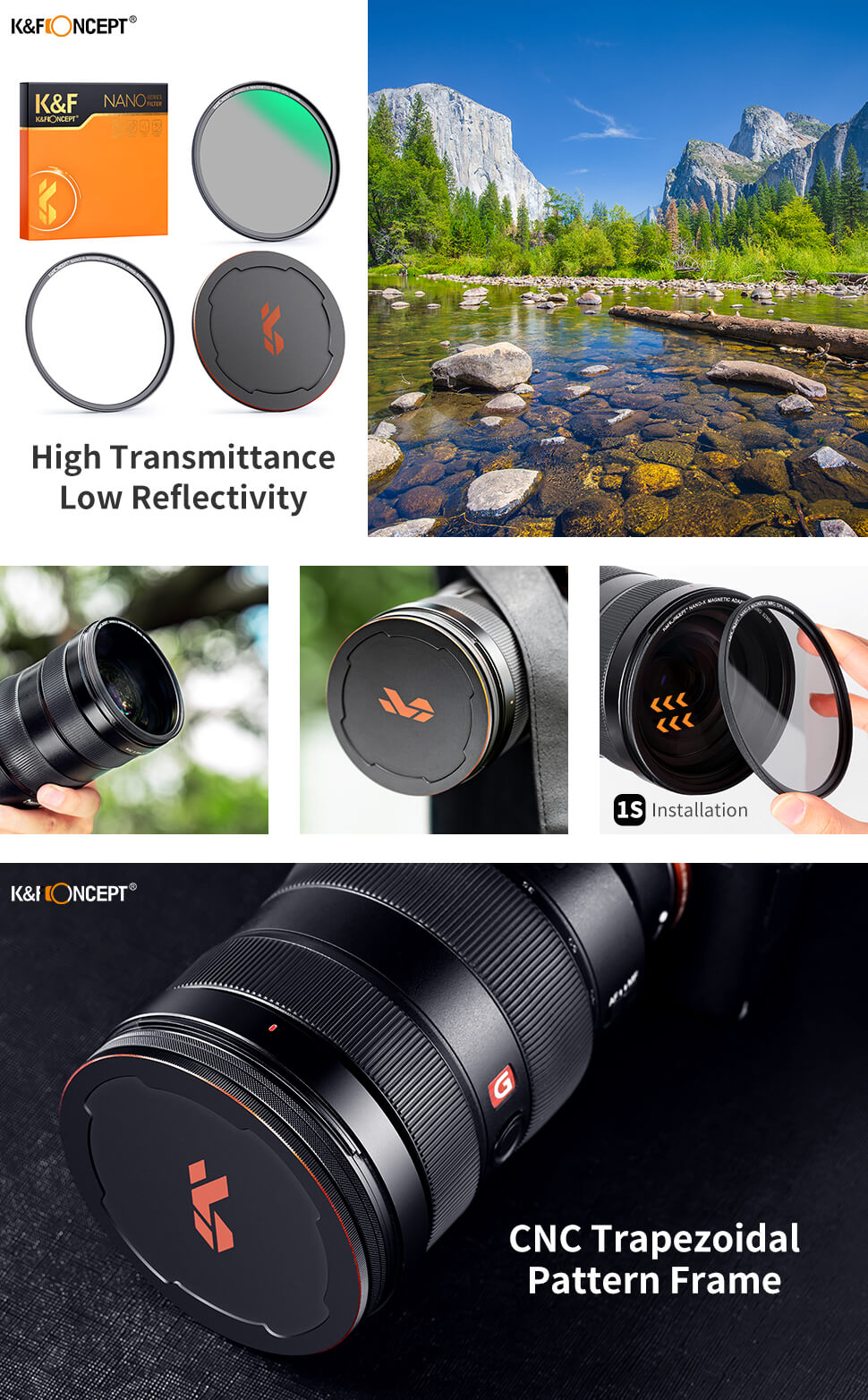 K&F Concept K&F Concept Magnetisk Polarisasjonsfilter med adapterring & magnetlokk