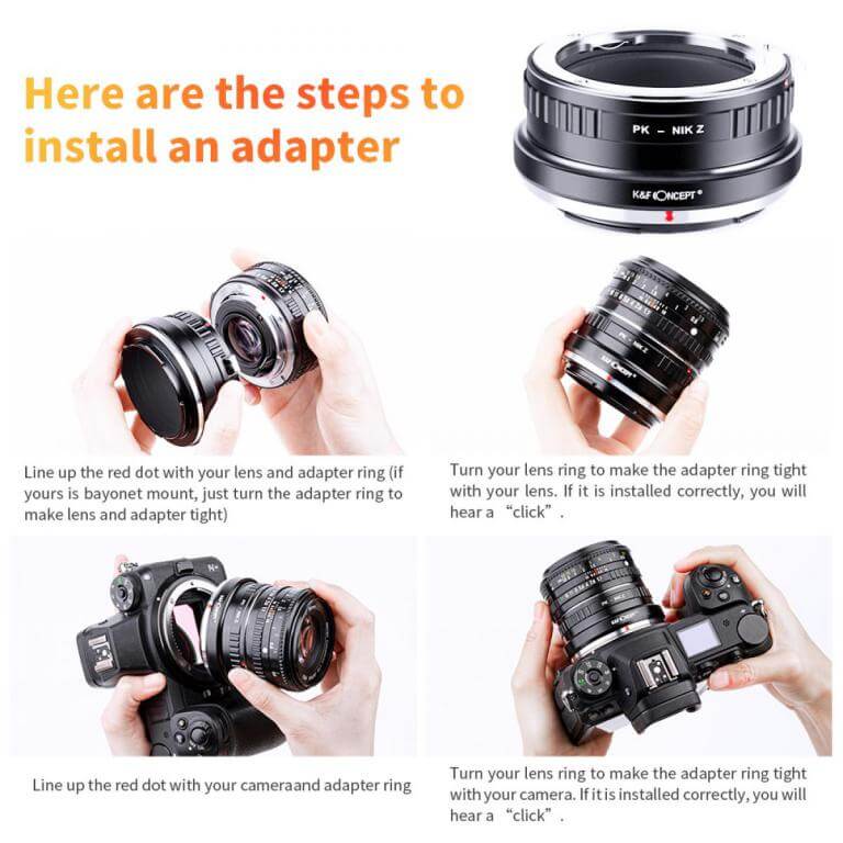 K&F Concept K&F Concept Objektivadapter till Pentax K objektiv for Nikon Z kamerahus