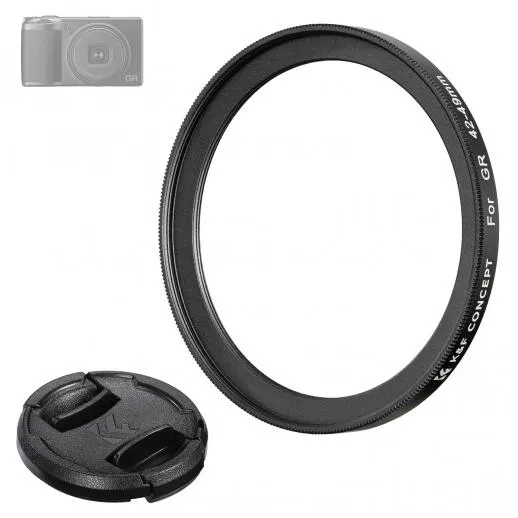 K&F Concept K&F Concept Step Up Ring 42-49 och objektivdeksel for Ricoh GR-serien