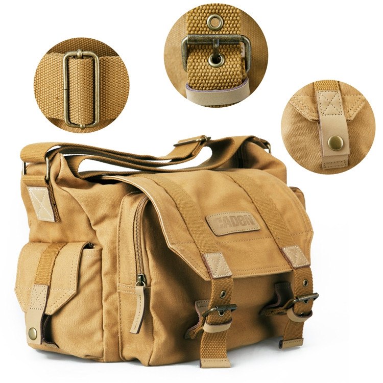 Caden Caden Axelveske for kameraet i canvas khaki 38x2813cm