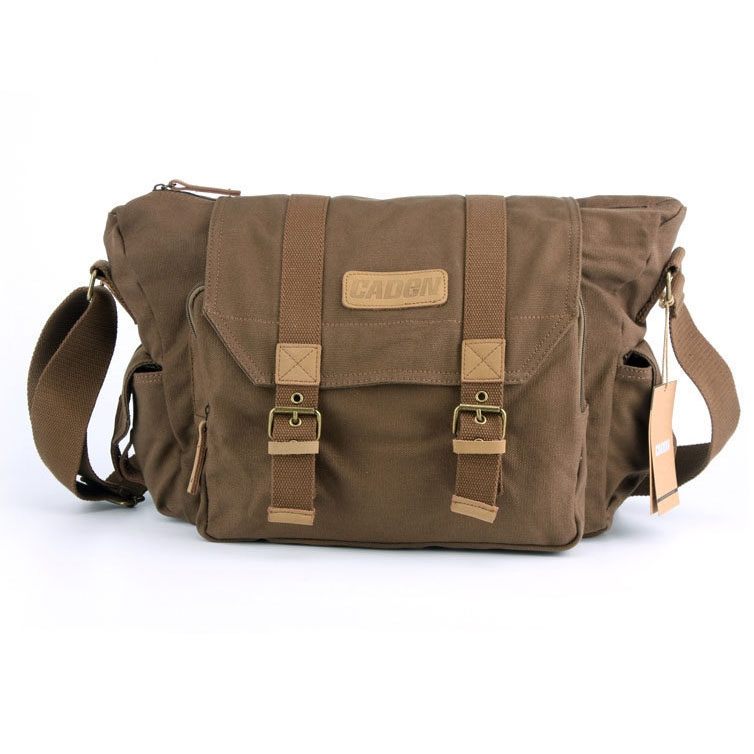 Caden Caden Axelveske for kameraet i canvas kaffe 23x28x38cm