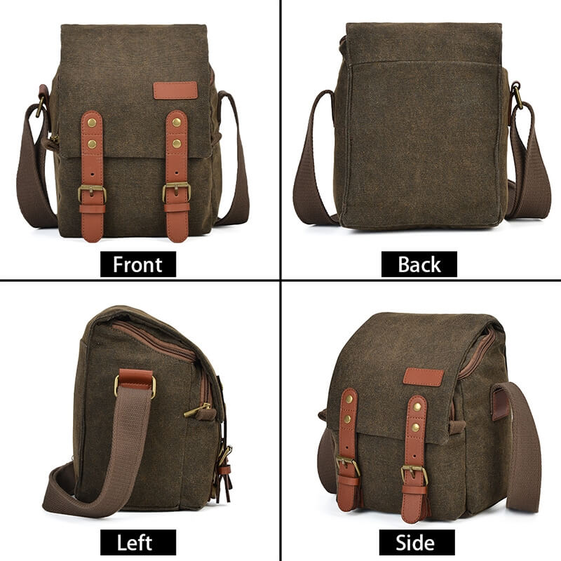Caden Caden Skulderveske til kamera i canvas khaki 23x28x38cm