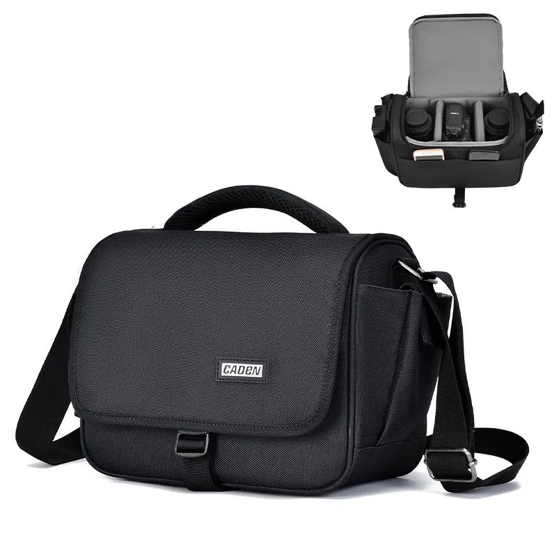  Caden D27 trendy svart Axelveske for kameraet 24x19x14cm Rask levering fra Sverige.