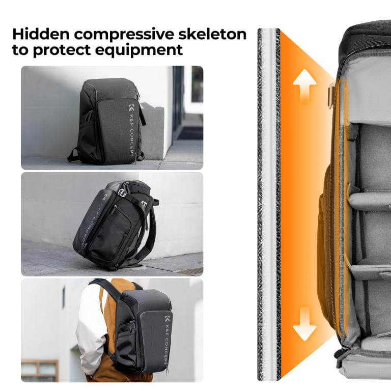 K&F Concept K&f concept grå kameraryggsekk alpha 23l med regndeksel