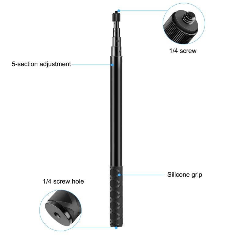 Puluz Puluz selfiestang 150cm utdragsbar for kamera/mobil/actionkamera av metall