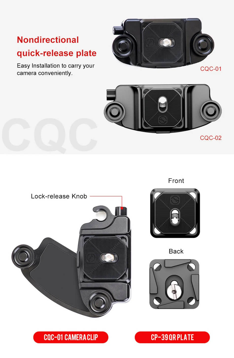Sunwayfoto Sunwayfoto CQC-01 Kamerahylster med feste & Arca platta
