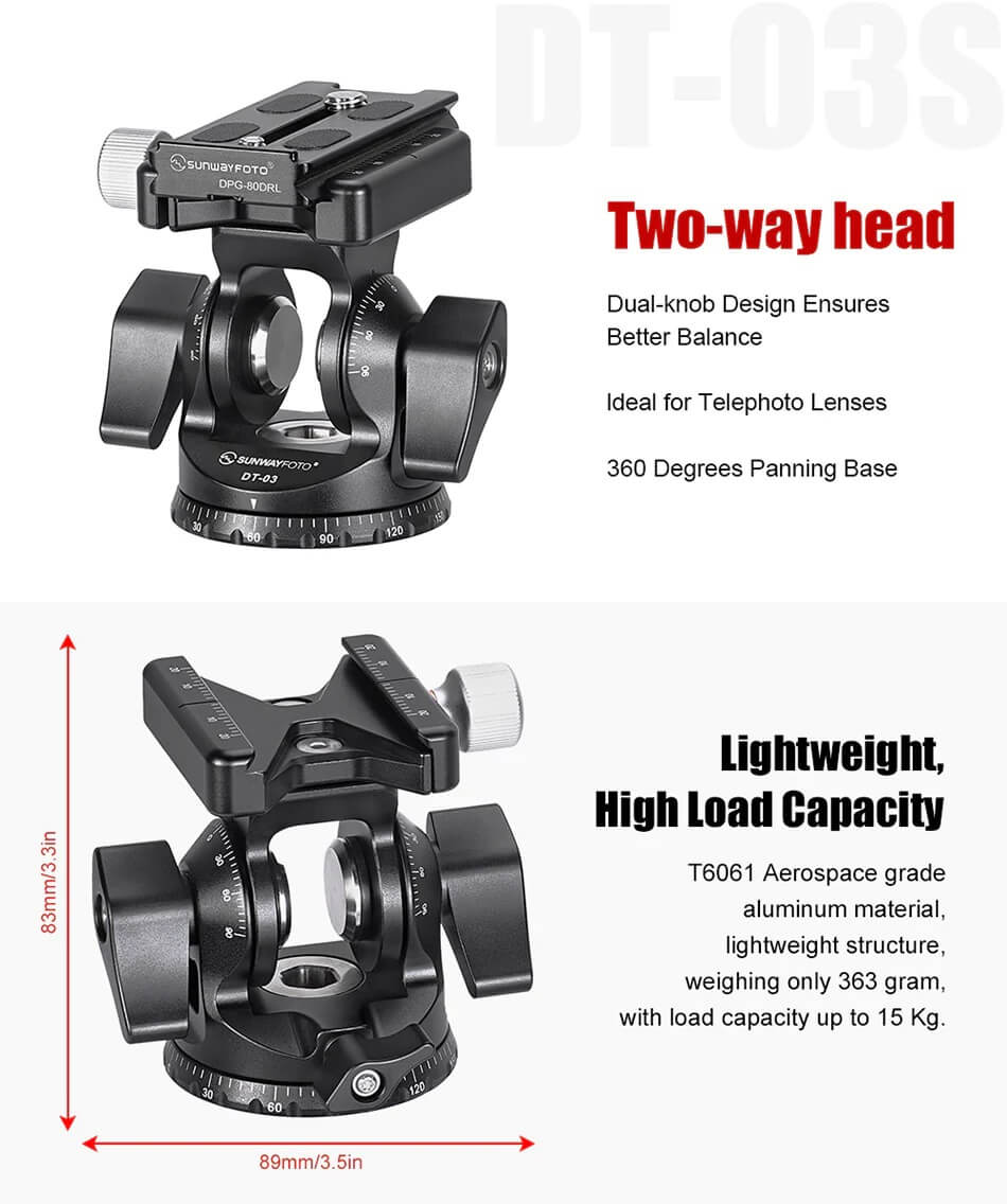 Sunwayfoto Sunwayfoto DT-03S tilthode med panorama 15kg
