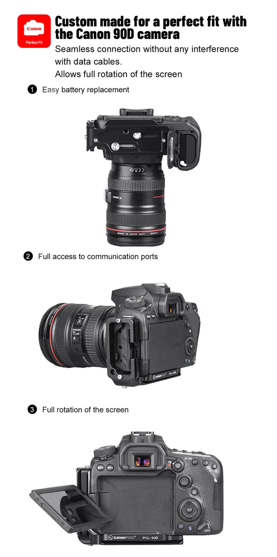 Sunwayfoto Sunwayfoto l-bracket for Canon EOS 90d