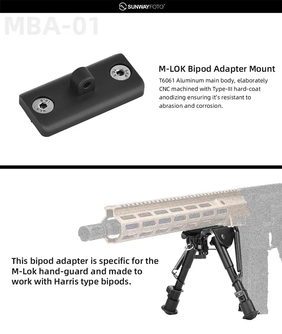 Sunwayfoto Sunwayfoto mba-01 bipod-adapter harris passar m-lok