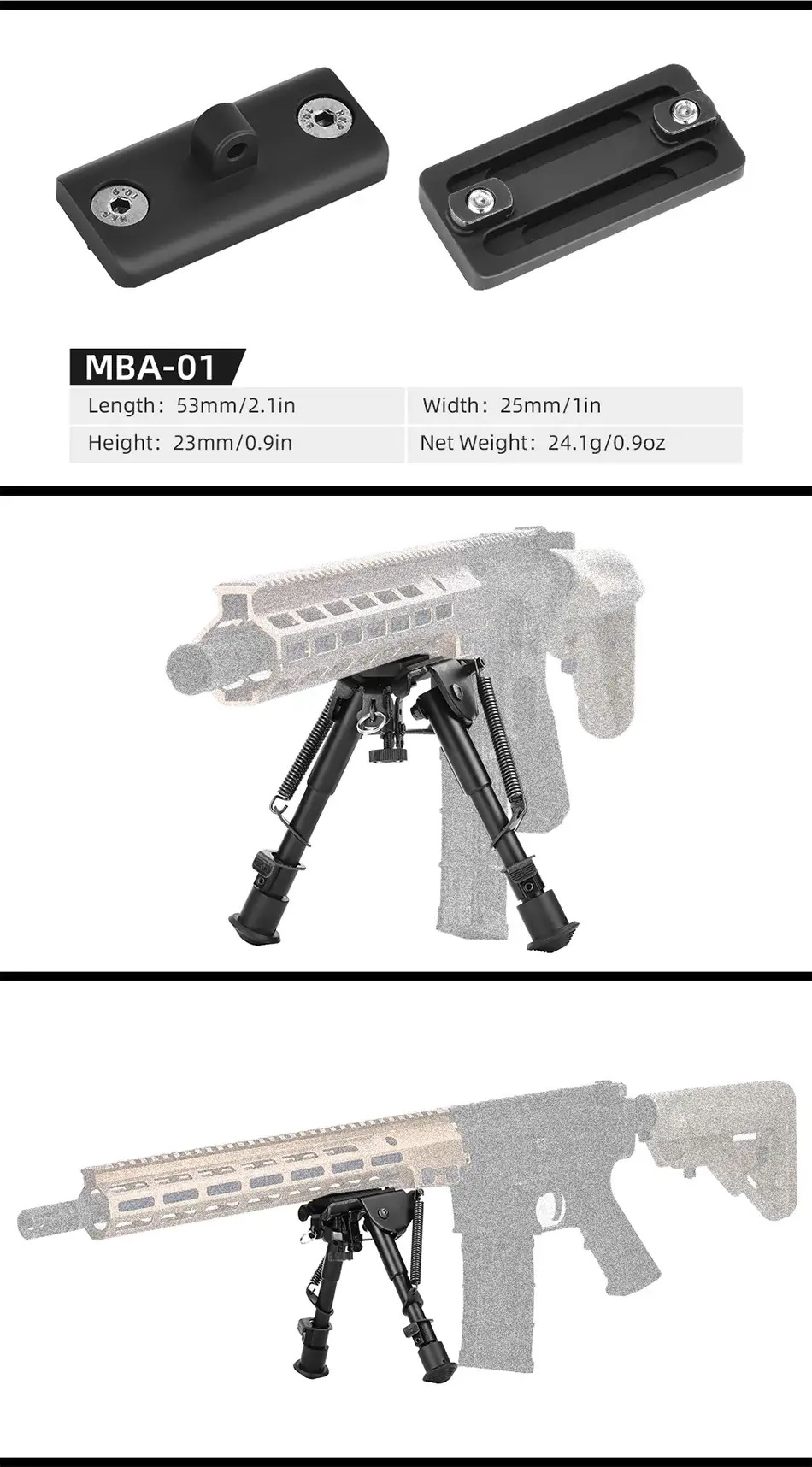 Sunwayfoto Sunwayfoto mba-01 bipod-adapter harris passar m-lok