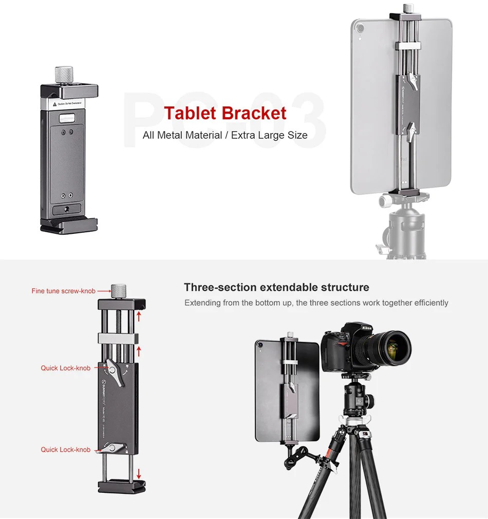 Sunwayfoto Ulanzi stativholder for nettbrett / nettbrett med Arca Swiss design