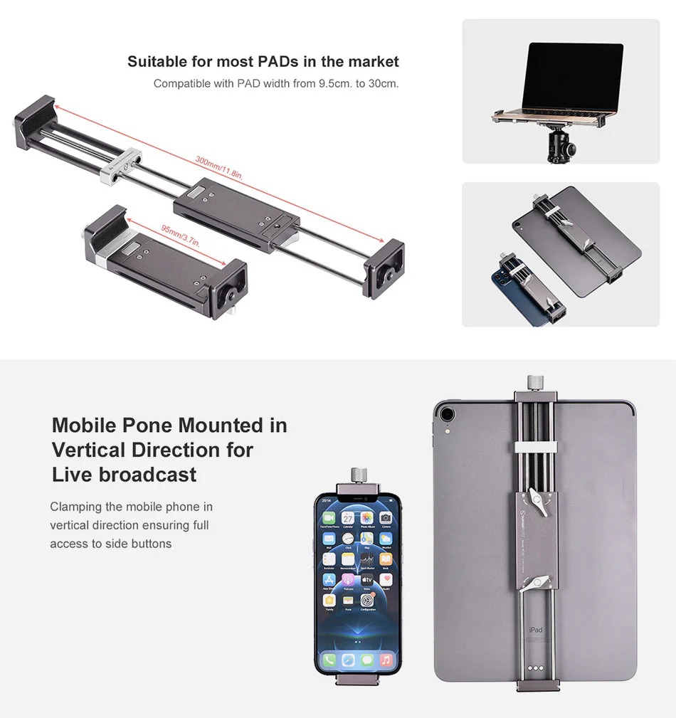 Sunwayfoto Ulanzi stativholder for nettbrett / nettbrett med Arca Swiss design