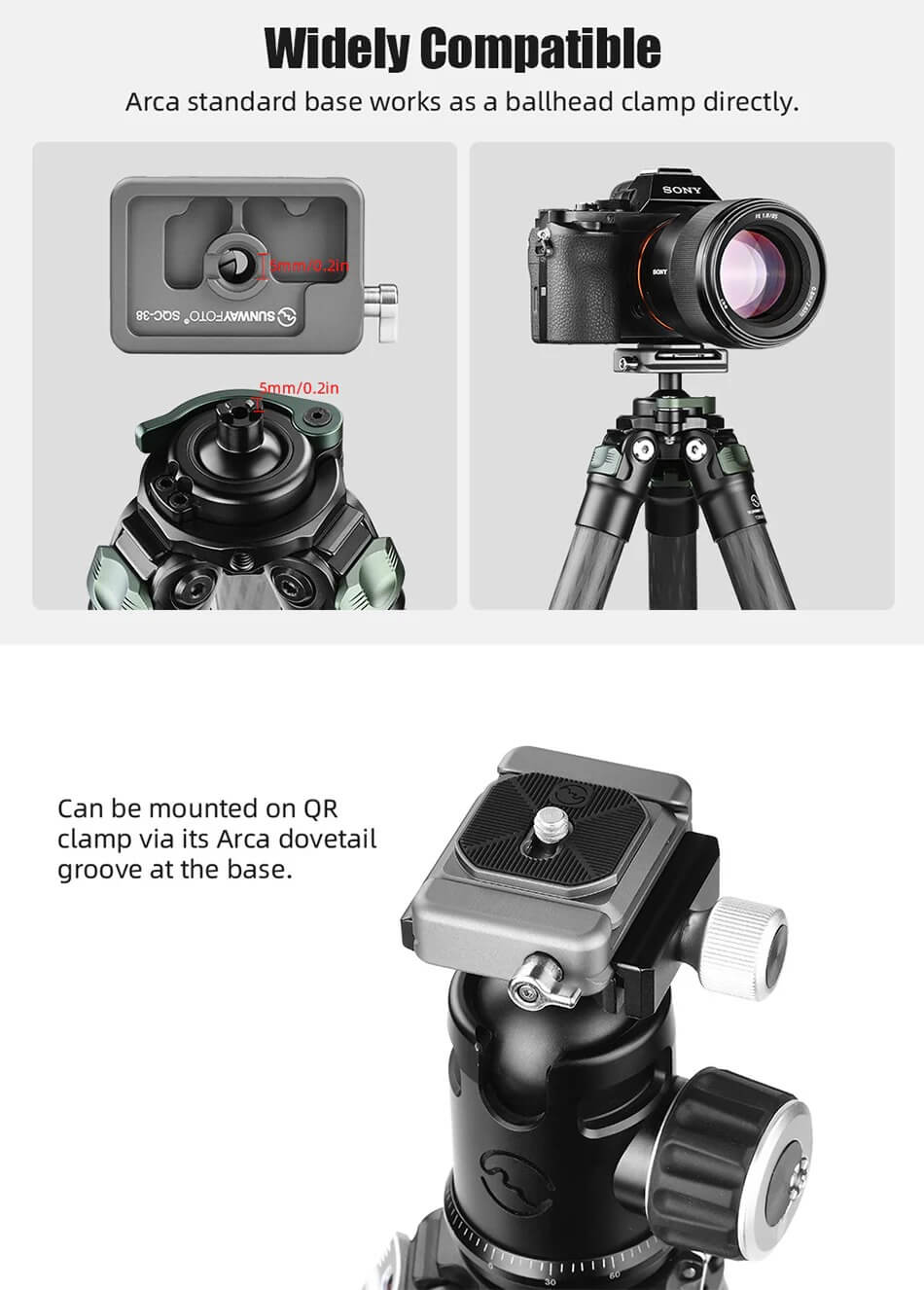 Sunwayfoto Sunwayfoto sqc-38 raskkoblingsfeste 38mm och qr-platta