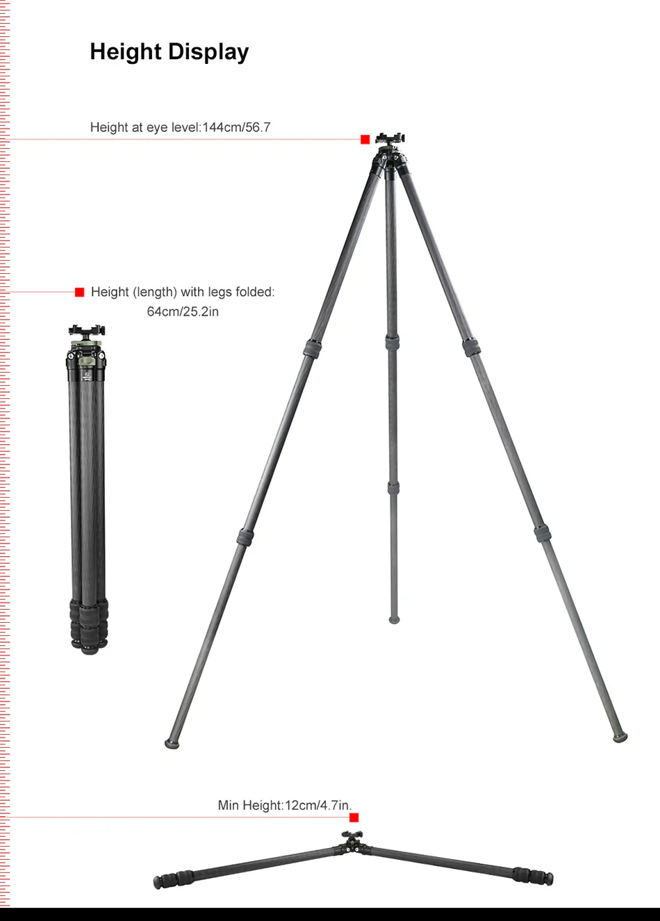 Sunwayfoto Sunwayfoto T2830CS karbonfiberstativ 144cm for tung utstyr foto/jakt 20 kg
