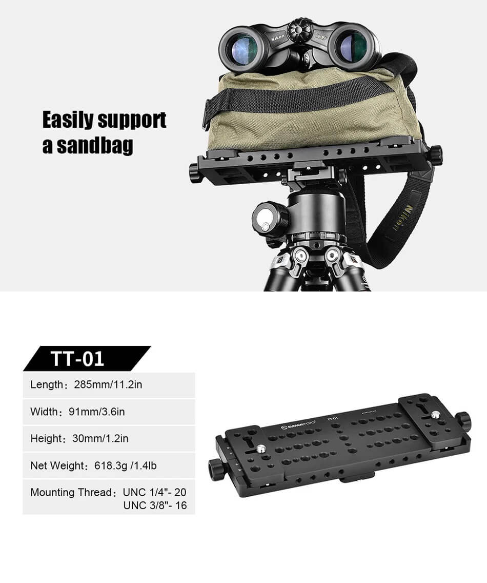 Sunwayfoto Sunwayfoto tt-01 multifunktionell monteringsplattform 285x91mm med arca-skena