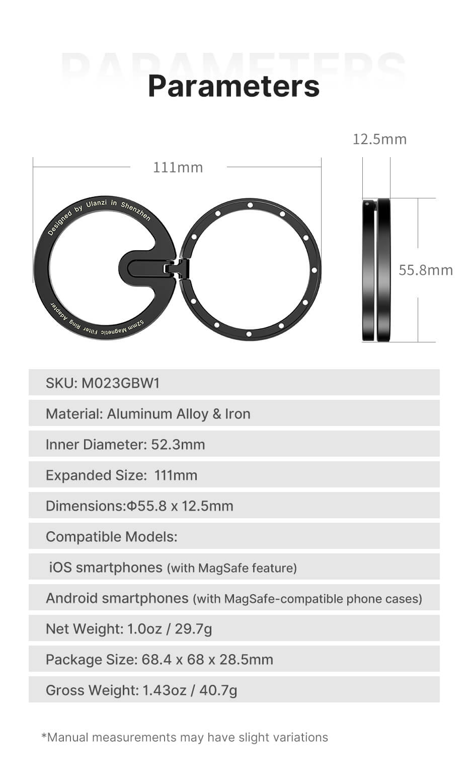 Ulanzi Ulanzi Magnetisk filteradapter MagSafe-funktion for 52mm kamerafilter på mobil