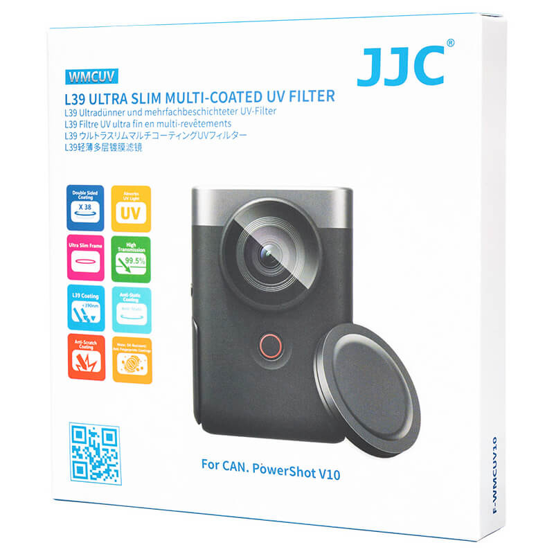 JJC JJC L39 Slim UV-filter & objektivdeksel for Canon Powershot V10