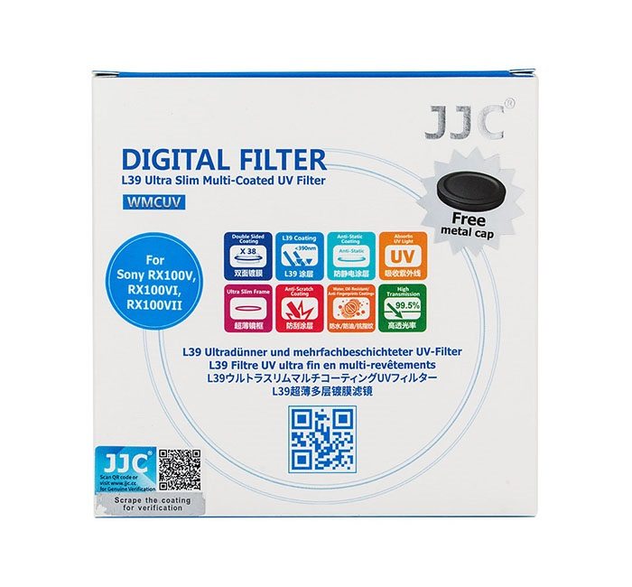 JJC JJC UV-filter Slim Multicoating for Sony RX100 V og Canon G7 Mark II